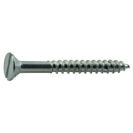 Midwest Fastener Wood Screw, #12, 2 in, Zinc Plated Steel Flat Head Slotted Drive, 24 PK 61004